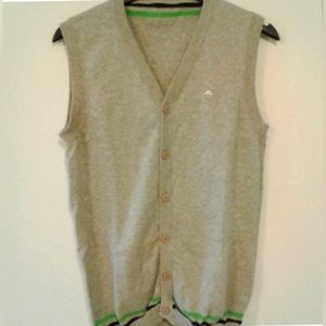 J.Lindeberg Iconic Cesar Cotton golf Cardigan Mens M gray Sweater Vest